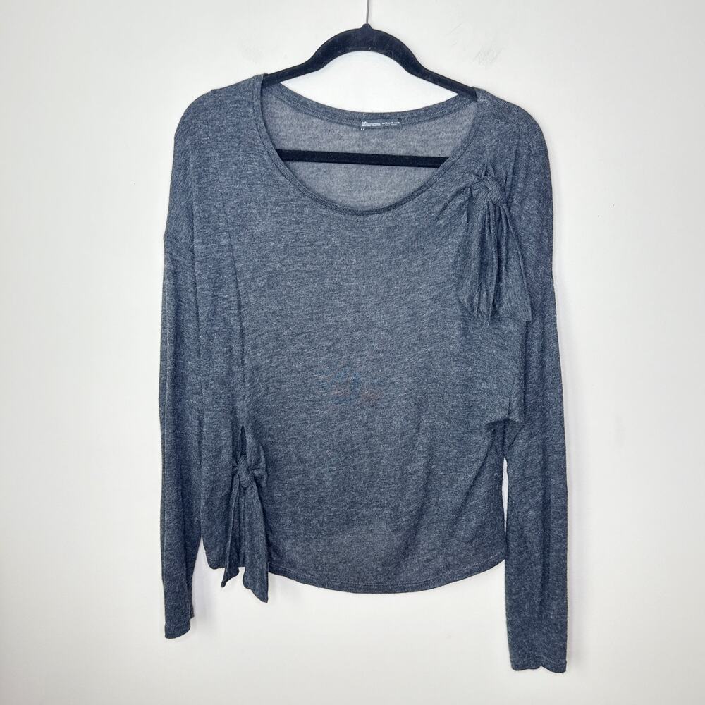 Zara Women's Black Heather Long Sleeve Lightweight Bow Ties Sweater Size XL